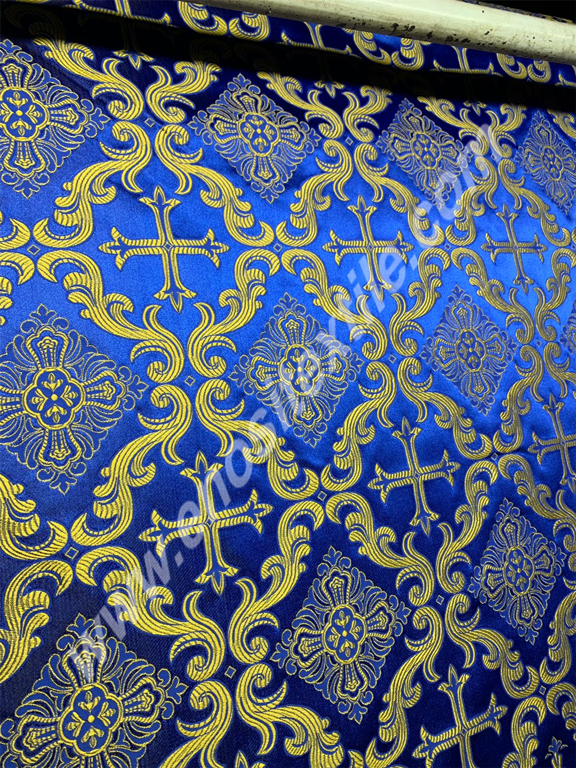 KL-077 Dark Blue-Gold Brocade Fabrics